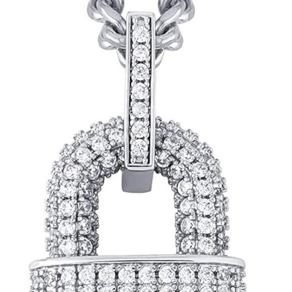 14K Gold Plated Iced out Lock Pendant Necklace for Women and Men Punk Rock Aesth